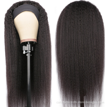 kinky straight Headband Wig Human Hair Yaki Brazilian hair Wig Headband 180% Density Human Hair Wig straight